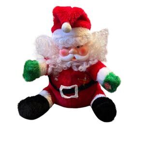Vintage Santa Plush Plastic Face‎ 15'' Musical Christmas Songs Tested Works